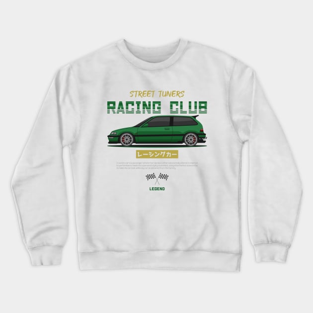 Midnight Racer Green Kanjo EF JDM Crewneck Sweatshirt by GoldenTuners